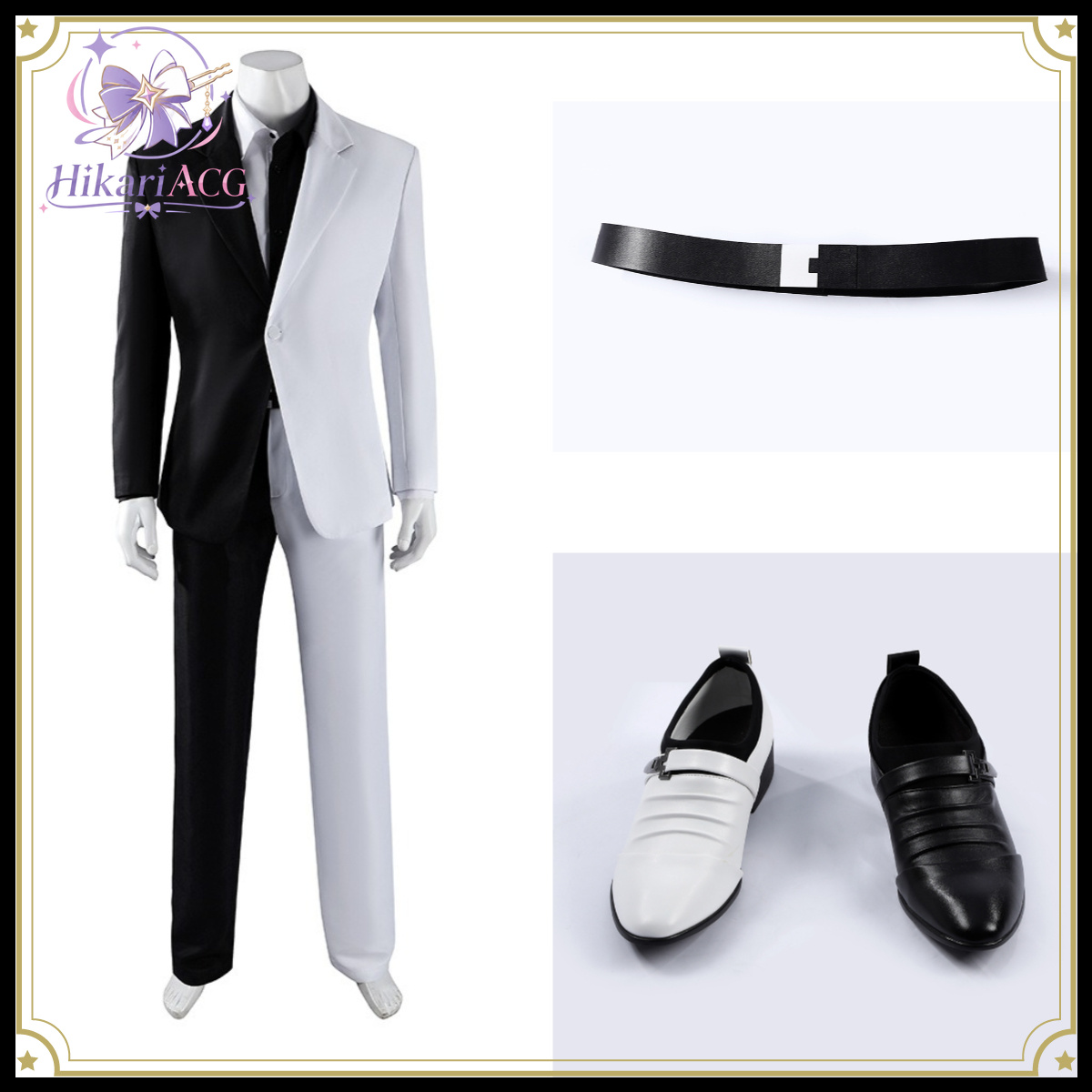 Men'S Shoes For Suits - Schwarz-Weißer Anzug Zwei-Gesichter-Kostüm Comic-Anime-Schuhe Komplettes Set