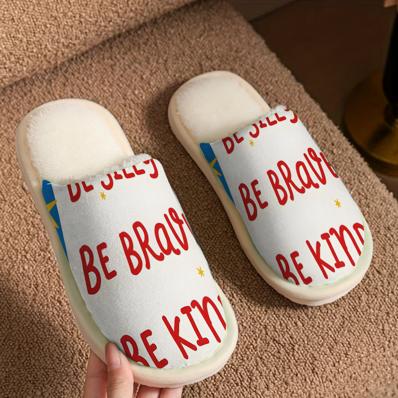 Men Shoes Kinds - Kind Quote Luxus-Plüschpantoffeln für Damen und
